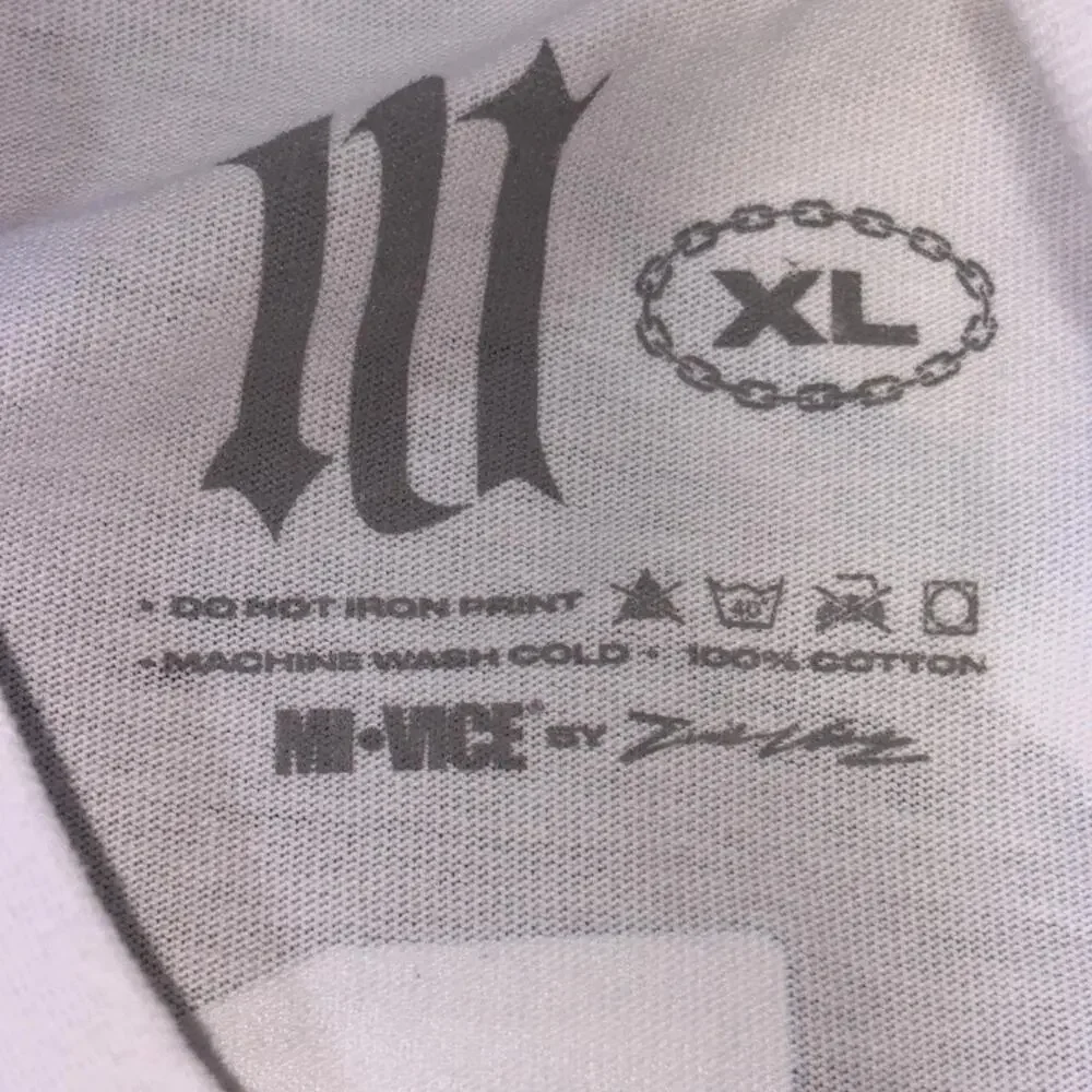 MI Vice Doberman Skeleton Graphic White Blue Black‎ Tee Mens XL NWOT NEW